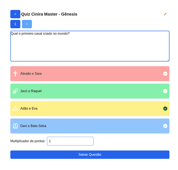 Criação de perguntas para quiz bíblico
