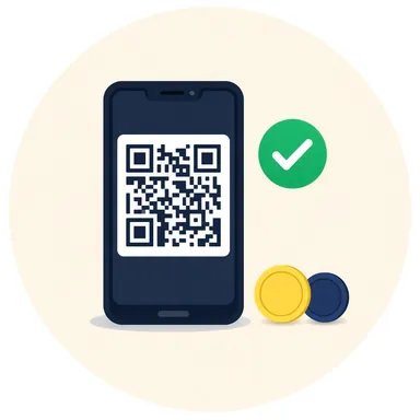 Ilustração de um celular mostrando o QR do PIX com o pagamento confirmado